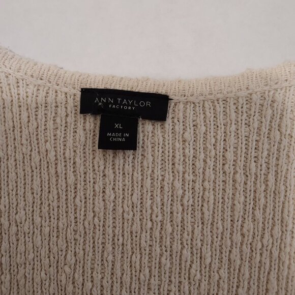 Ann Taylor Factory Open Cream & Black Cardigan Sweater - Picture 4 of 8